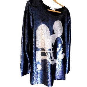 Faith Connexion Mickey Mouse Sequin Tunic Midnight Blue Kidcore Luxe Size Small